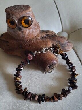 Tiger' Eye Gemstone Chip Anklet